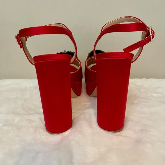 Antonio Melani Helen Goji Berry Celestial Fringe Platform Heels NWT’s Sz 7.5 - Picture 3 of 4